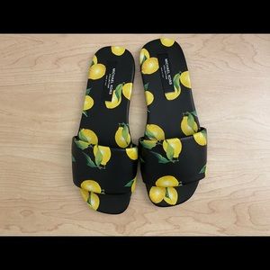 Michael Kors Lemon Print Slides